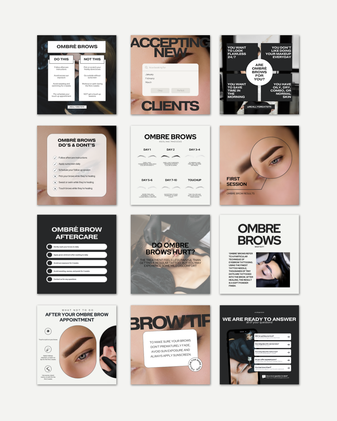 100+ MODERN AESTHETIC OMBRÉ BROW IG TEMPLATES