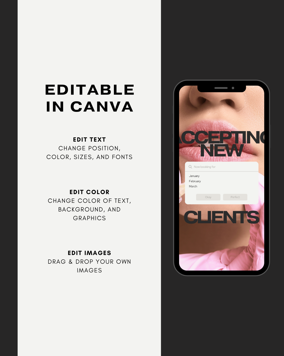 100+ MODERN AESTHETIC LIP FILLER IG TEMPLATES