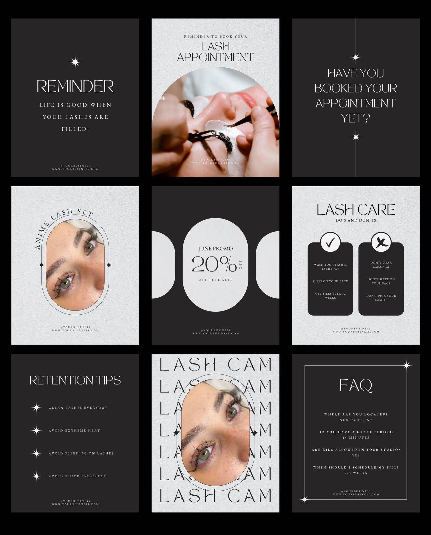 100+ SLEEK & MINIMAL INSTAGRAM TEMPLATES FOR LASH ARTISTS AND LASH SALONS