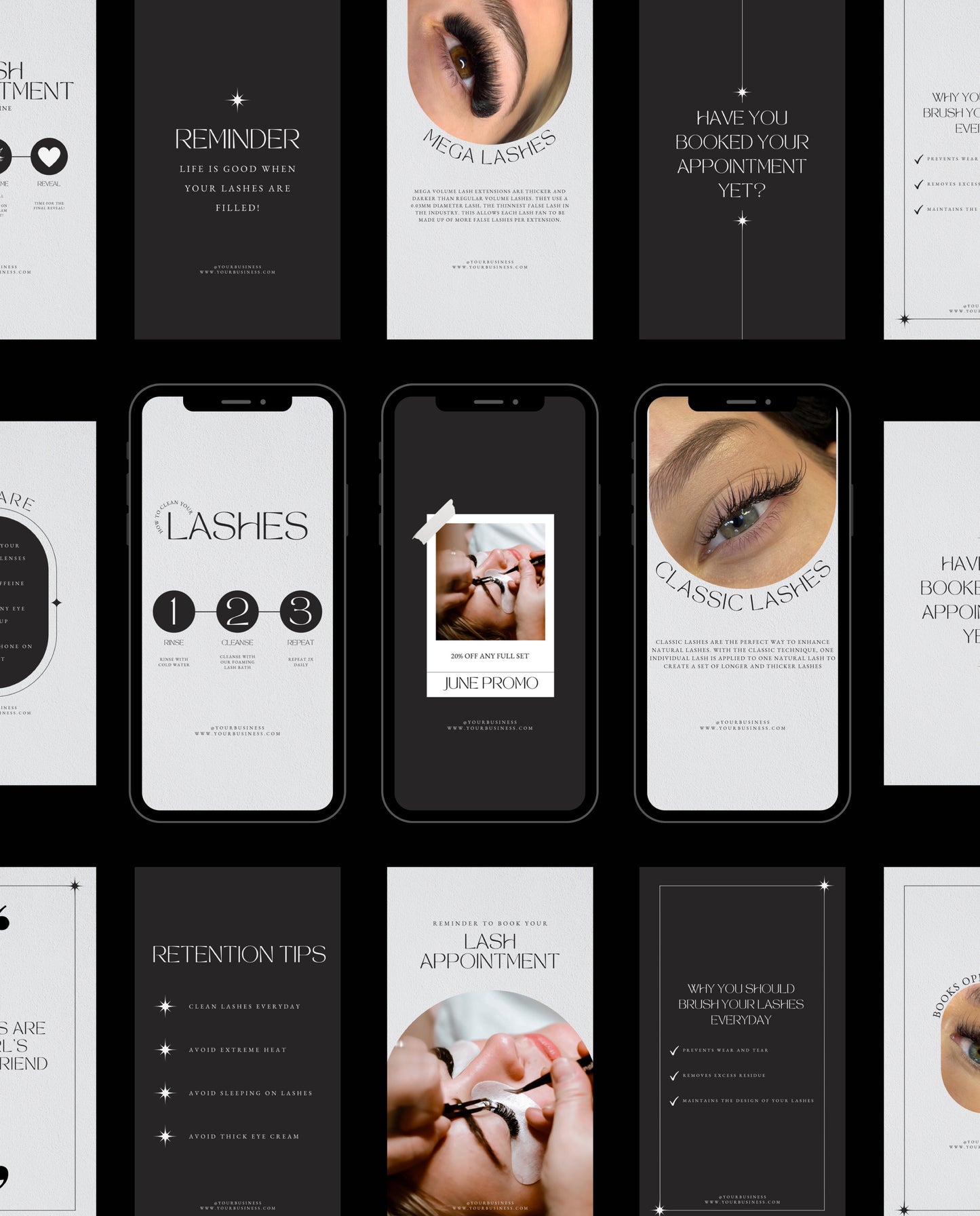 100+ SLEEK & MINIMAL INSTAGRAM TEMPLATES FOR LASH ARTISTS AND LASH SALONS