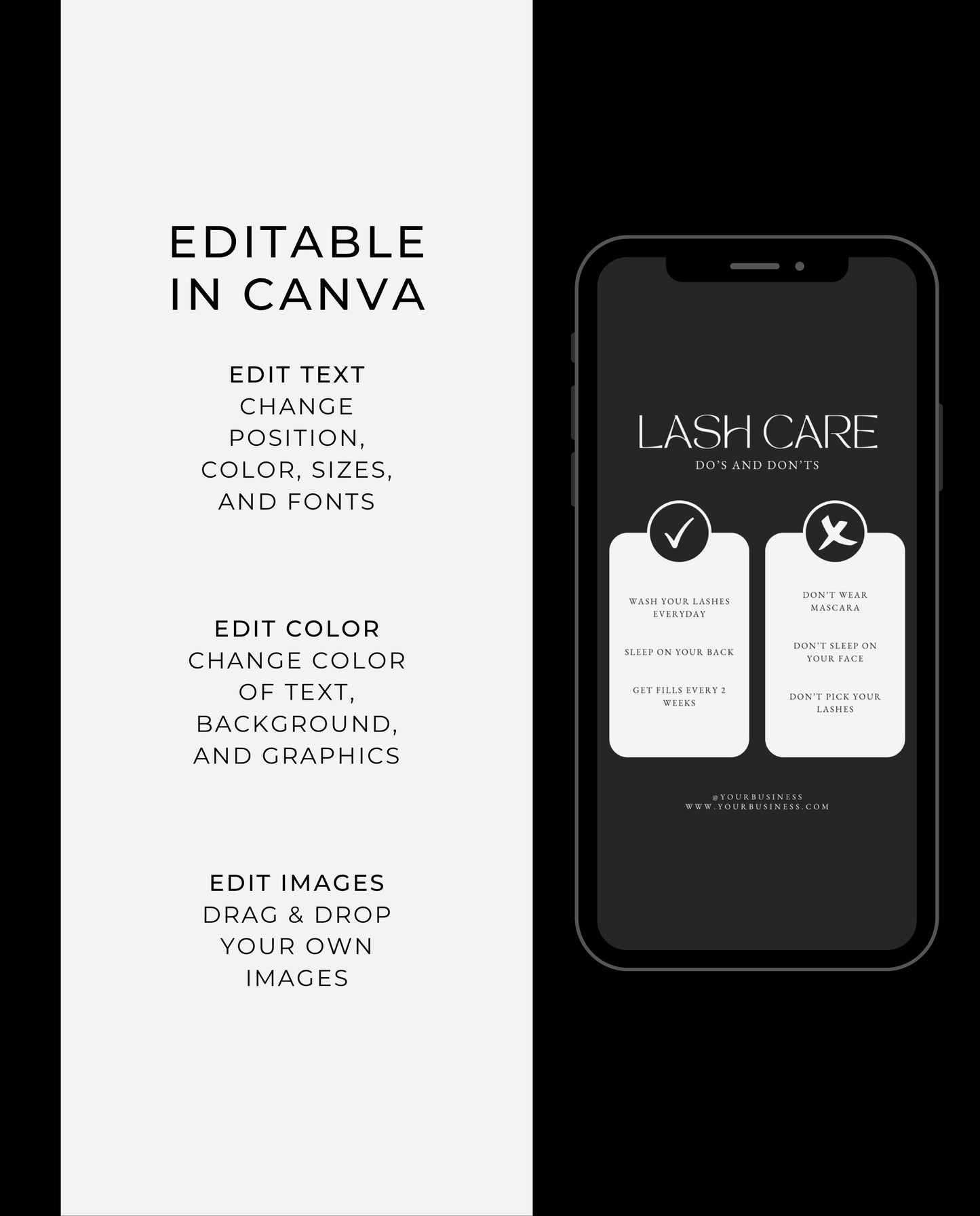 100+ SLEEK & MINIMAL INSTAGRAM TEMPLATES FOR LASH ARTISTS AND LASH SALONS