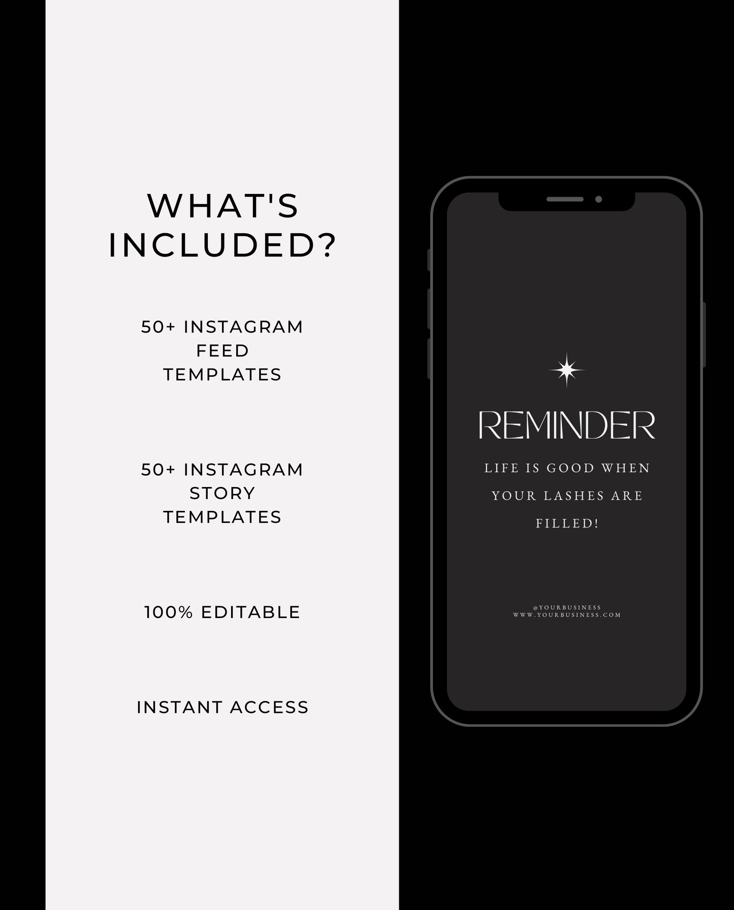 100+ SLEEK & MINIMAL INSTAGRAM TEMPLATES FOR LASH ARTISTS AND LASH SALONS