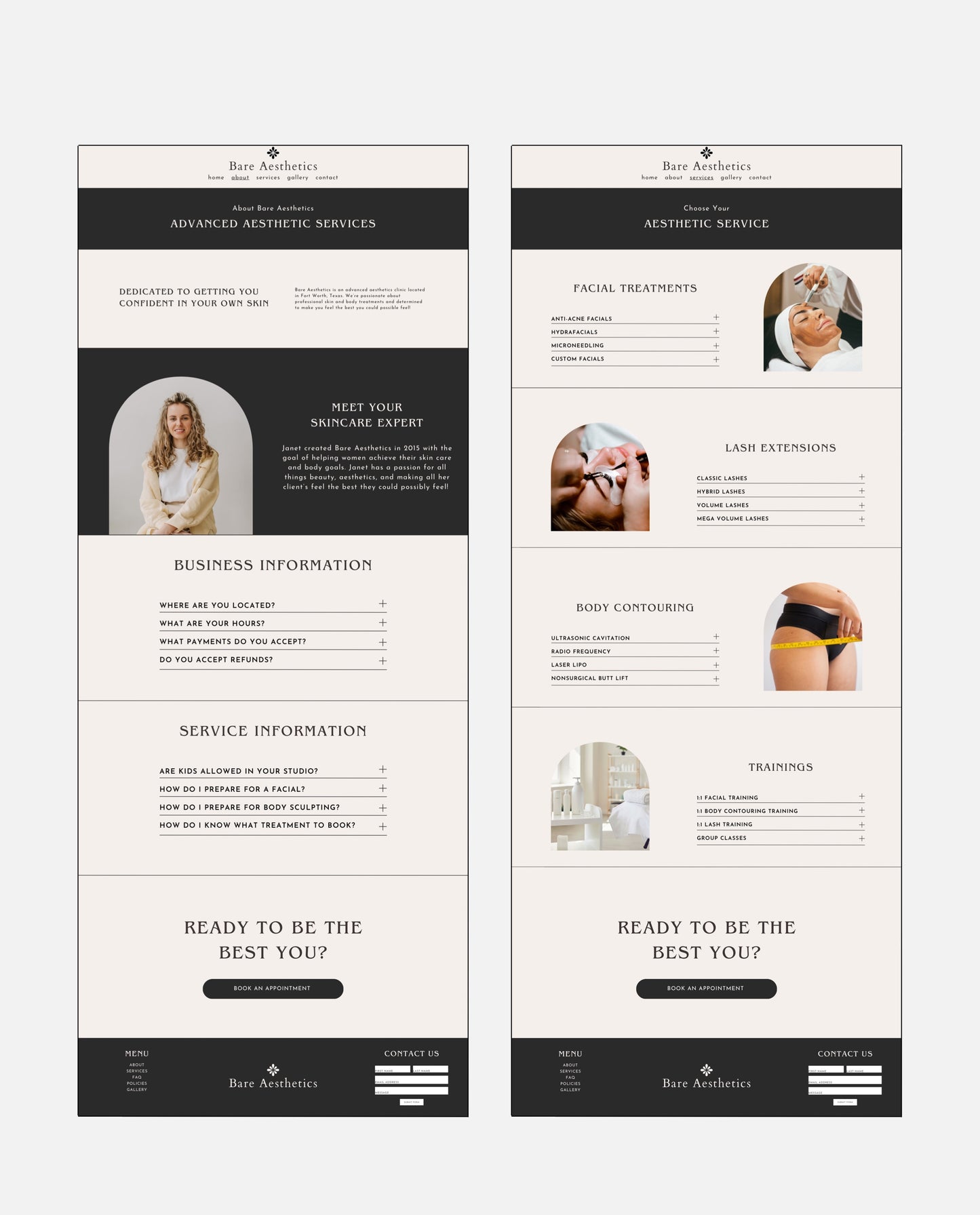 JANET | NEUTRAL & CONTEMPORARY WEBSITE TEMPLATE FOR ESTHETICIANS