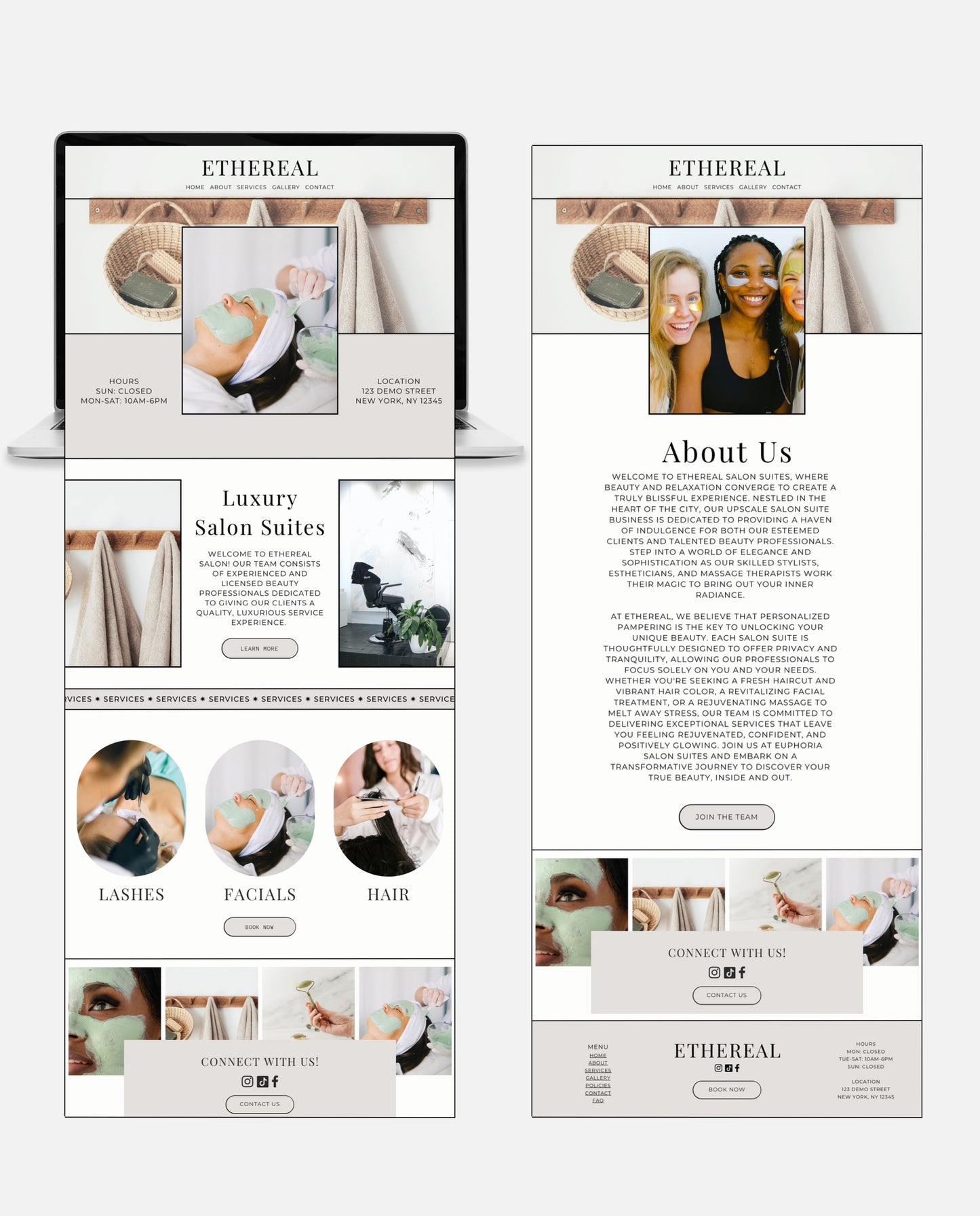 ETHEREAL | NEUTRAL & BOHEMIAN WEBSITE TEMPLATE FOR SALONS