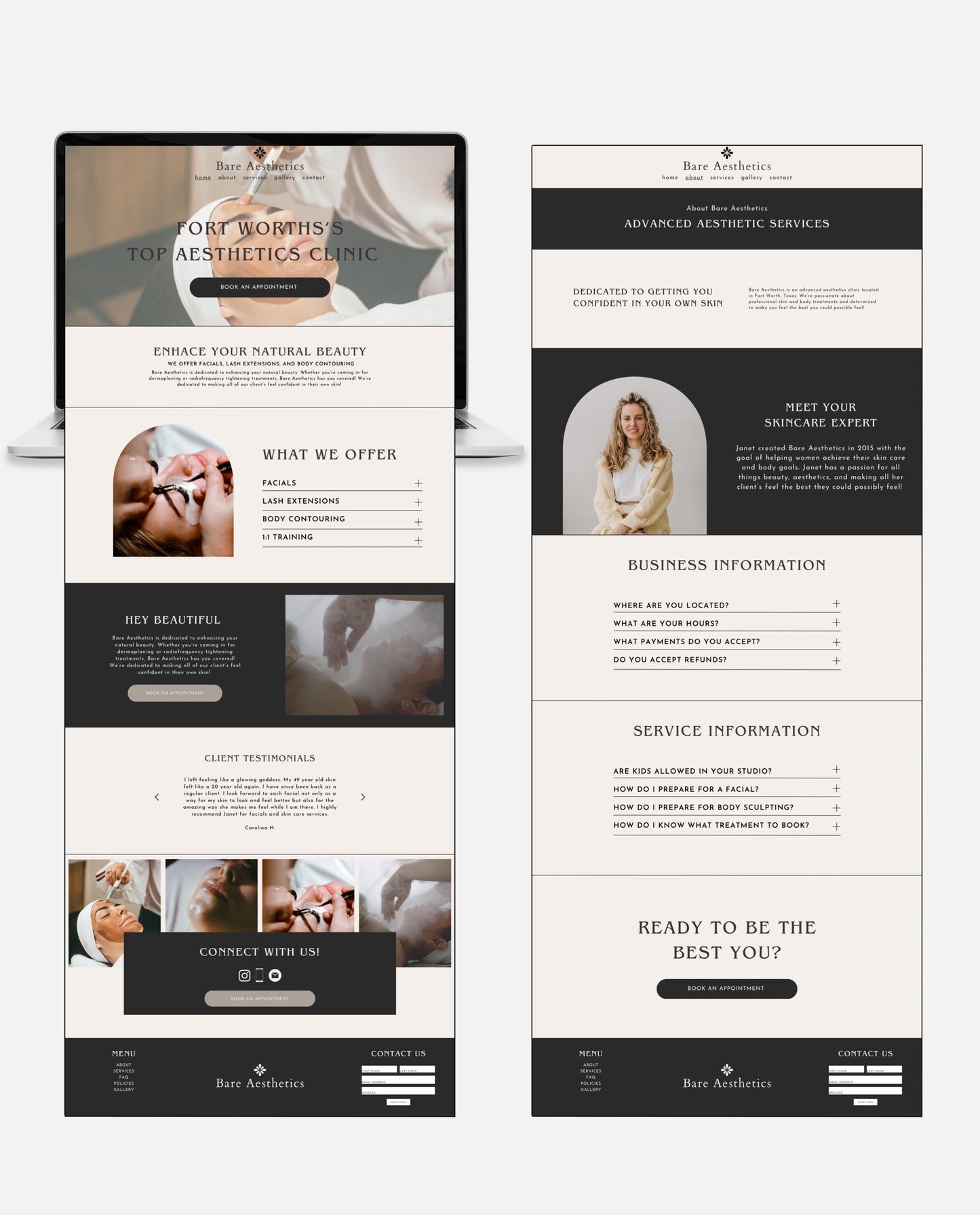 JANET | NEUTRAL & CONTEMPORARY WEBSITE TEMPLATE FOR ESTHETICIANS