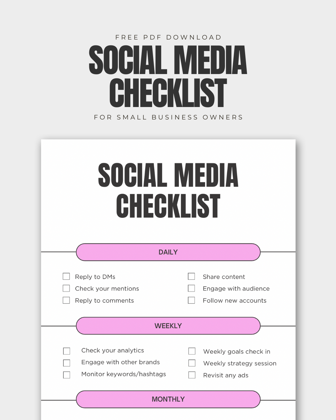 SOCIAL MEDIA CHECKLIST (DIGITAL)