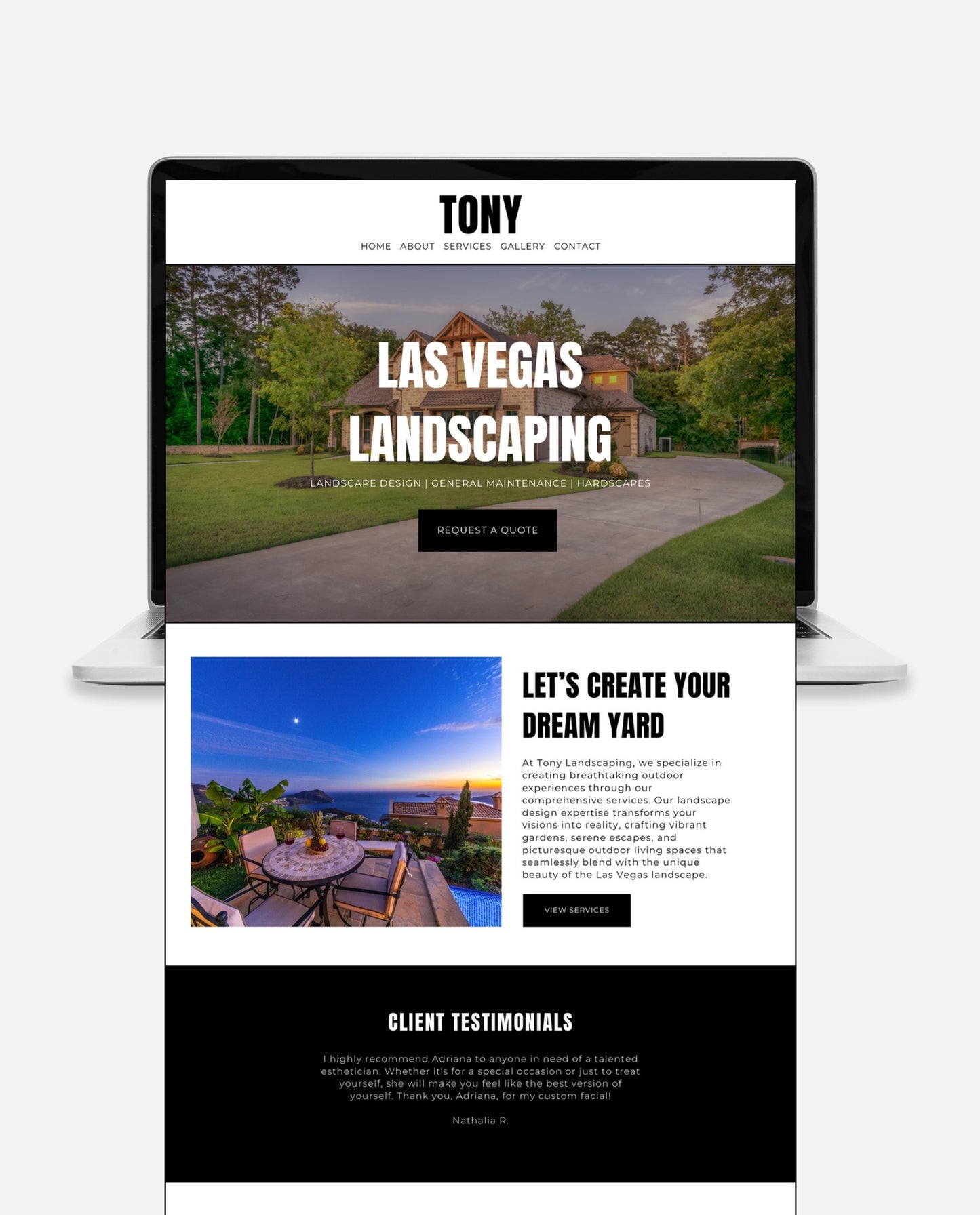 TONY | MINIMALIST & SLEEK WEBSITE TEMPLATE FOR LANDSCAPING BUSINESSES