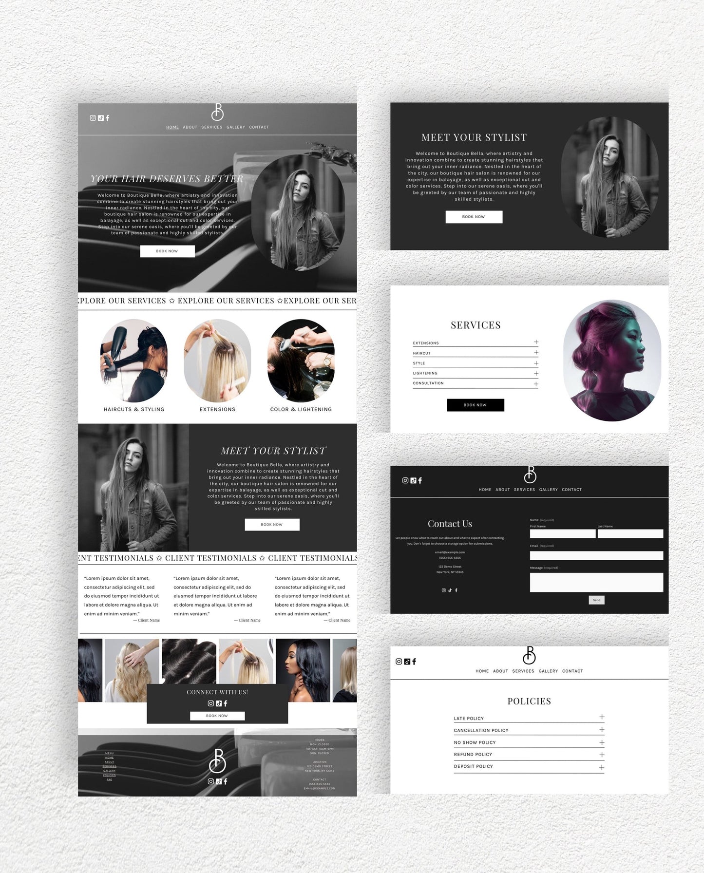 BELLA | MINIMALIST & SLEEK WEBSITE TEMPLATE FOR HAIRSTYLISTS