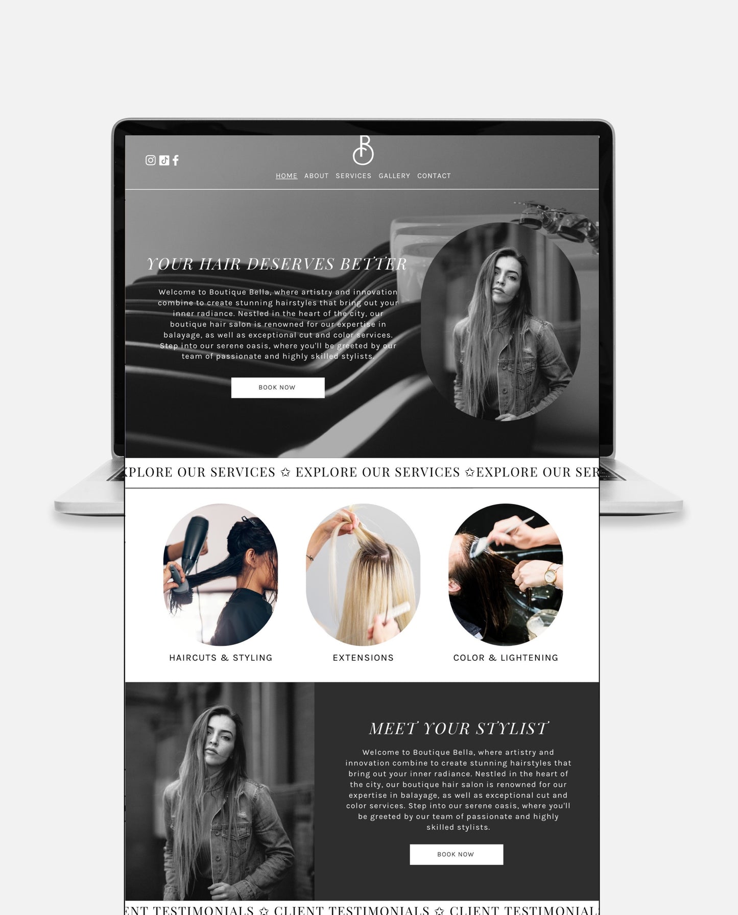 BELLA | MINIMALIST & SLEEK WEBSITE TEMPLATE FOR HAIRSTYLISTS